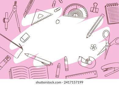 Ilustración del marco del paro dibujado a mano, ilustración del vector rosa