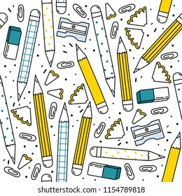 Hand drawn stationery seamless pattern
