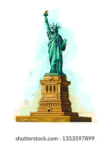 Hand drawn Statue of Liberty design on a white background. Vector illustration