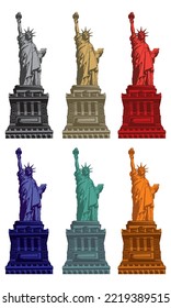 Hand Drawn Statue Of Liberty Vector Illustration. New York, USA
