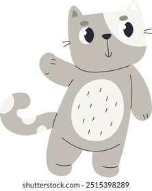 Hand Drawn Staying Cat Vector Illustration