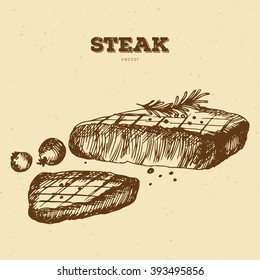 Hand drawn steak