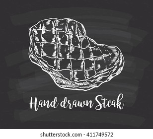 hand drawn steak on chalkboard background