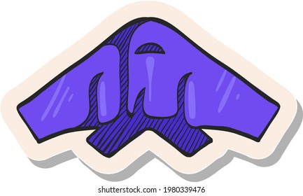 Hand drawn Stealth bomber icon in sticker style vector illustration