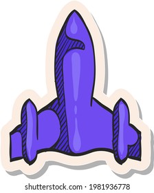 Icono del bombardero Stealth dibujado a mano en ilustración vectorial de estilo de pegatina