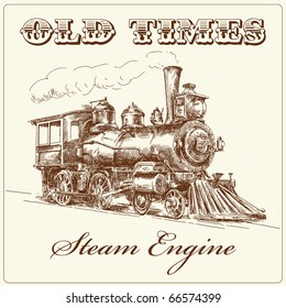 hand drawn steam locomotive