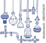 Hand drawn steampunk pipes vector illustration