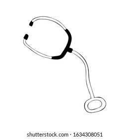 Hand drawn stethoscope vector illustration.