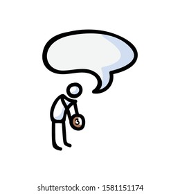 Hand Drawn Stick Figure Third Place. Concept Prize Winner Competition. Simple Icon Motif for Pictogram contest. Loss, Loser, Speech bubble, Bujo Illustration Vector.