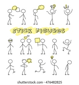Hand drawn stick figures on white background. Modern hand drawn vector illustration. Layered EPS file