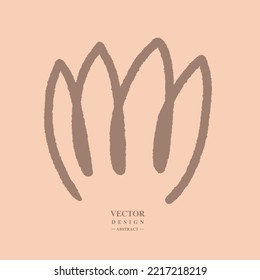 Hand drawn stick flowers, single line drawing, floral nature plants, golden color schemes, vector graphics.