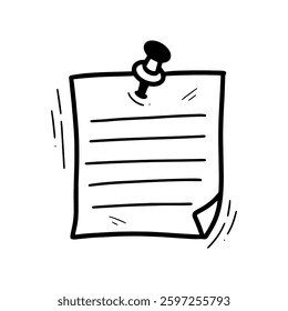 Hand Drawn Stick Note Paper Illustration. Doodle Vector. Isolated on White Background - EPS 10 Vector