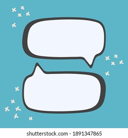 Hand drawn sticker bubble speech logo. Good for tee print, as a sticker, for notebook cover. Illustration in flat style.