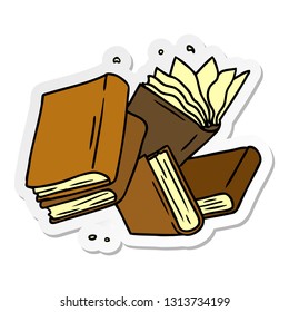 hand drawn sticker cartoon doodle of a collection of books