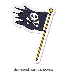 hand drawn sticker cartoon doodle of a pirates flag