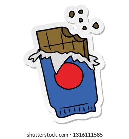 hand drawn sticker cartoon doodle of a bar of chocolate