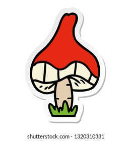 hand drawn sticker cartoon doodle of a single mushroom