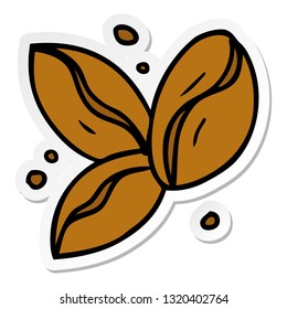 hand drawn sticker cartoon doodle of three coffee beans