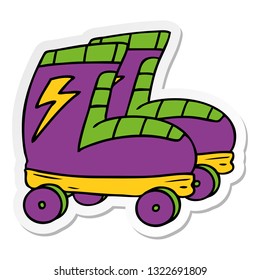 hand drawn sticker cartoon doodle of roller skates