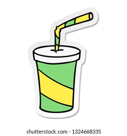 hand drawn sticker cartoon doodle of fastfood drink