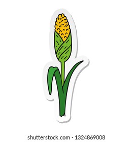 hand drawn sticker cartoon doodle of fresh corn on the cob