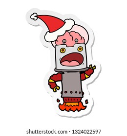 caricatura de un robot dibujado a mano con sombrero santa