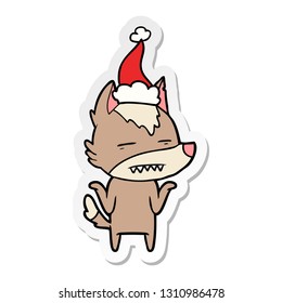 caricatura de un lobo dibujado a mano con un sombrero santa