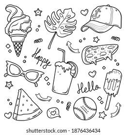 Hand drawn sticker doodle elements