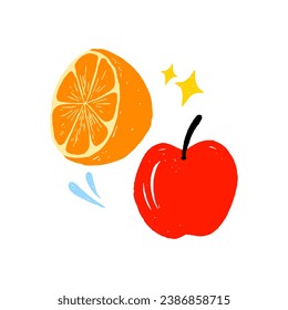 hand drawn sticker fruit vector