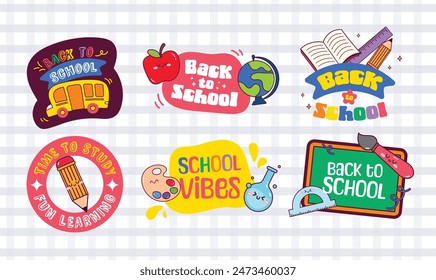hand drawn sticker label back to school theme