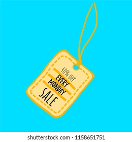 Hand drawn sticker and labels vector rough style. sale decoration or speech bubble. text "sale 40% off every monday"