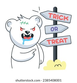 Hand drawn sticker of trick or treat 