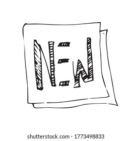 Hand drawn Stickers for New Arrival shop product tags, new labels or sale posters and banners vector sticker icons templates.
