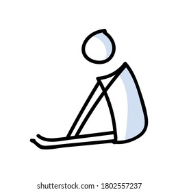 Hand drawn stickman ballet dancer stretching concept. Simple outline ballerina figure doodle icon clipart. For dance studio or theatre performer sketch illustration. 