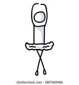 Hand drawn stickman ballet dancer in tutu concept. Simple outline ballerina figure doodle icon clipart. For dance studio or theatre performer sketch illustration. 
