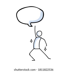 Hand drawn stickman disco dancer concept. Simple outline ballerina figure doodle icon clipart. For dance studio or nightclub sketch illustration. 