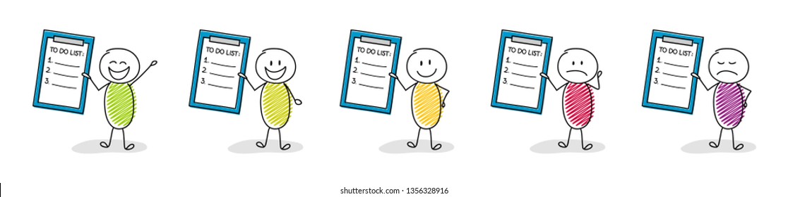 Hand drawn stickmen with to do list and copyspace. Vector