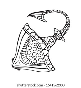 Hand drawn stingray coloring vector illustration for children and adults.
Design for wallpapers, postcards and posters. Black and white. Underwater world.