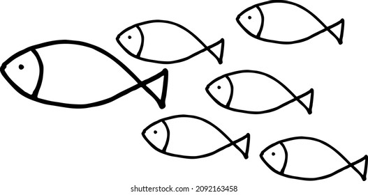 Hand drawn Stock of Fish vector on a white background