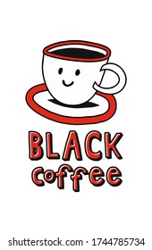 Hand drawn stock vector illustration, in doodle style. A cup of black coffee.