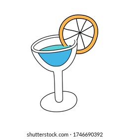 Handgezeichnete Vektor-Illustration, doodle Stil. Cocktail mit Orange.