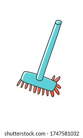 Ilustración vectorial de material dibujado a mano, en estilo doodle. Mop para cortar el suelo.