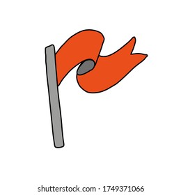 Ilustración vectorial de material dibujado a mano, en estilo doodle. Bandera roja ondeando en el viento.