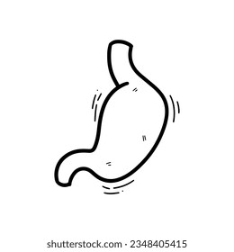 Hand Drawn Stomach Illustration. Doodle Vector. Isolated on White Background - EPS 10 Vector