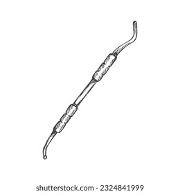 Hand drawn stomatology attribute. Professional dental tool vintage vector illustration  isolated on white background. Equipment for orthodontists.