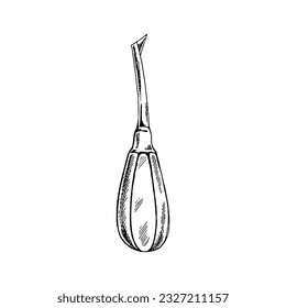 Hand drawn stomatology attribute. Professional dental tool vintage vector illustration isolated on white background. Equipment for orthodontists.