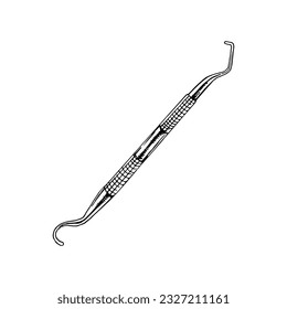 Hand drawn stomatology attribute. Professional dental tool vintage vector illustration isolated on white background. Equipment for orthodontists.