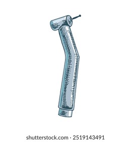 Atributo estomatológico desenhado à mão. Profissional odontológico broca vintage ilustração vetor isolado no fundo branco. Equipamento para ortodontistas. 