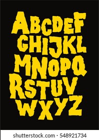 Hand drawn stone grunge font. Editable vector alphabet