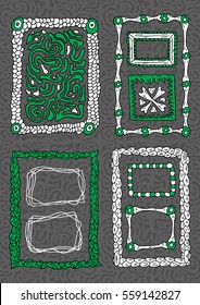 hand drawn, stone. rocks, abstract, leaves, bones, frame